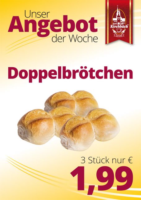 Zum Kirchbäck Burgstädt: 3 Doppelbrötchen 1,99 €