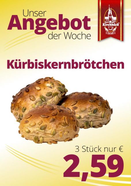 Zum Kirchbäck Burgstädt: Kürbiskernbrötchen, 3 St., 2,59 €