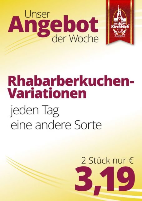 Angebot der Woche: Jeden Tag eine andere Sorte Rhabarberkuchen, zwei Stück für 3,19 €