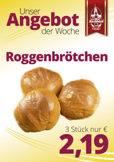 Zum Kirchbäck Burgstädt: 3 Roggenbrötchen 2,19 €